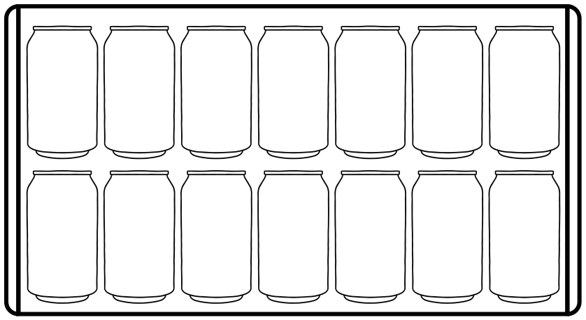 Shelf diagram of two rows of seven 12 oz cans.
